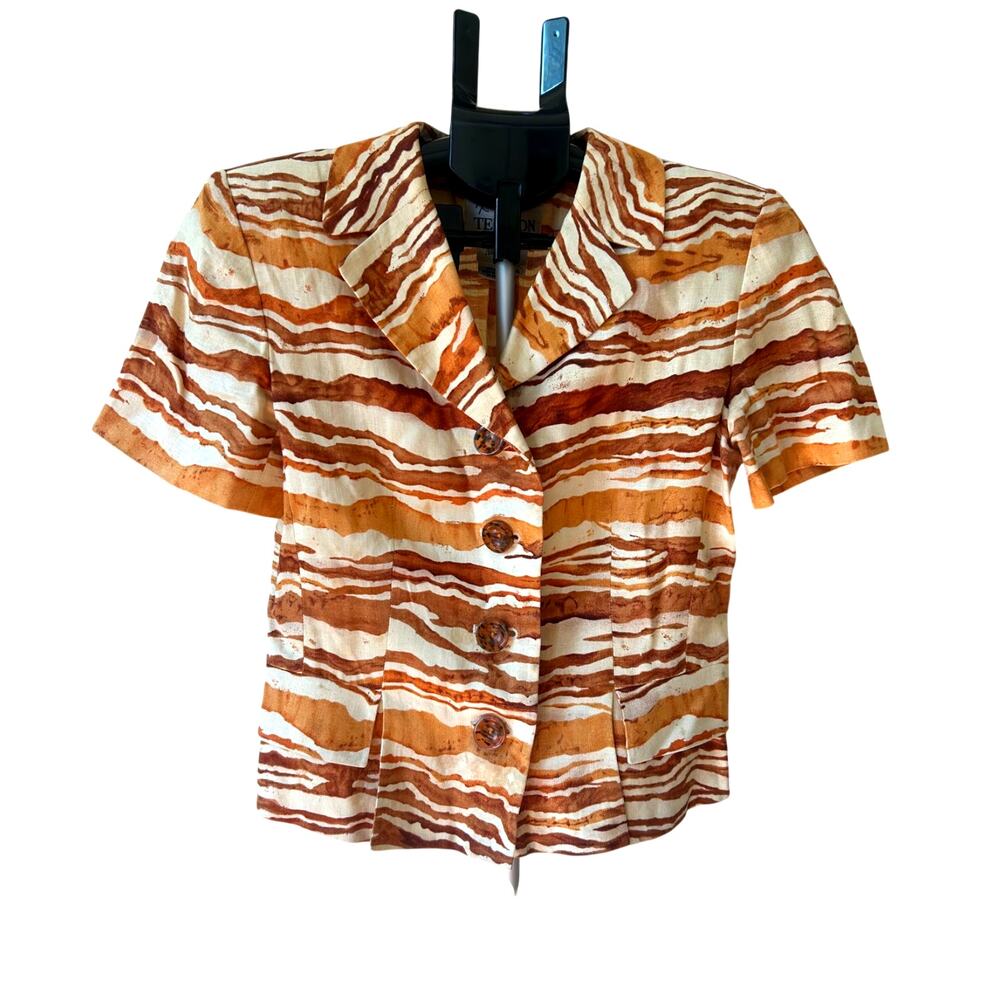 VTG Rickie Freeman Teri Jon Linen Safari Blazer Top Neiman Marcus 4